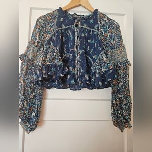 anthropologie small blue floral top, would look great over a dress